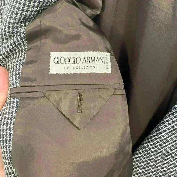 GIORGIO ARMANI Men's Pure Virgin Wool Plaid Sport Blazer Gray Size 44L - Picture 5 of 13